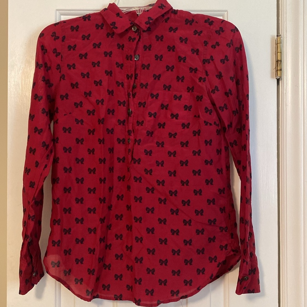 JCrew Cotton-Silk Blend Bow Shirt